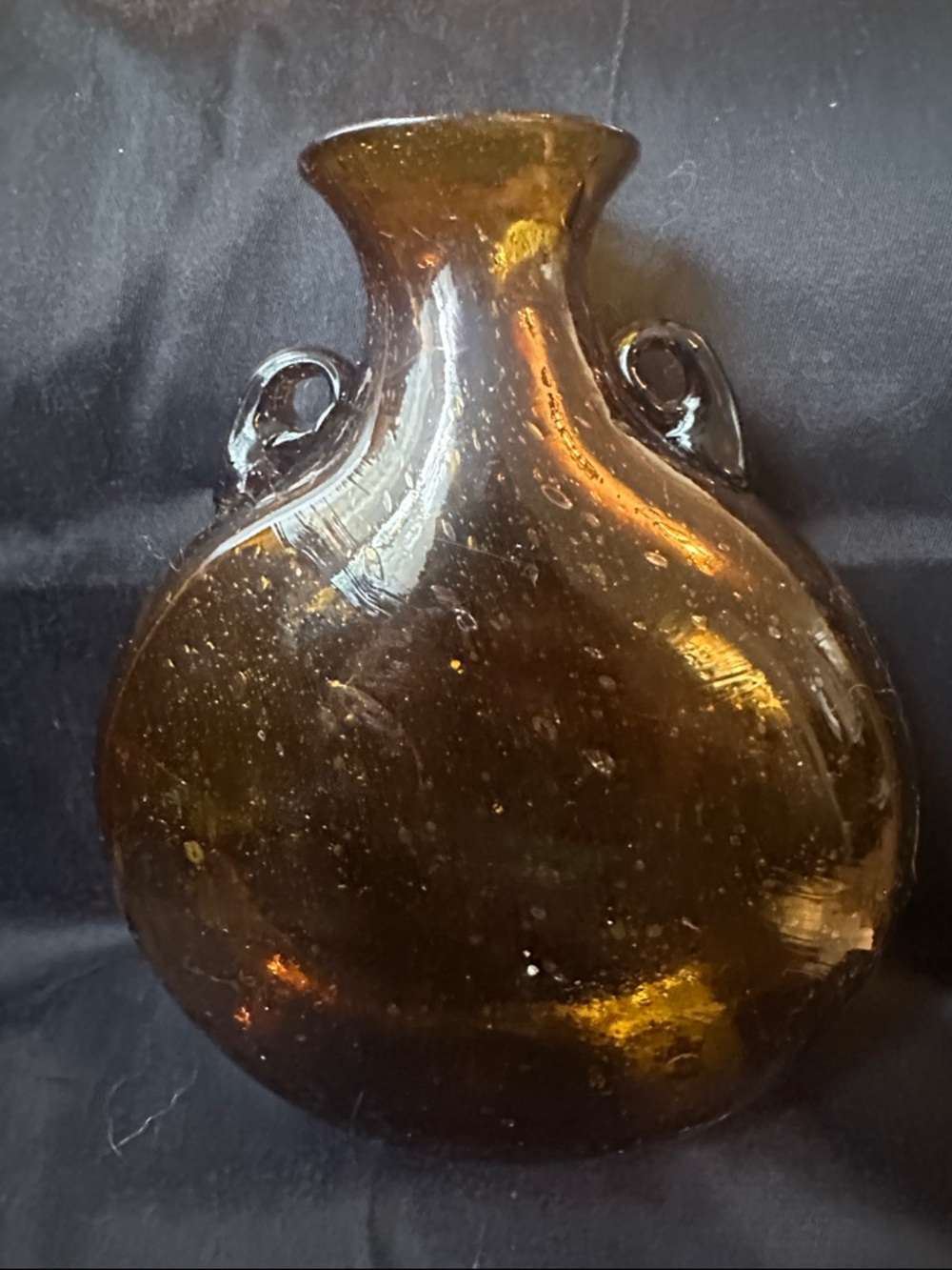 Handblown Amber Vintage hanging wall art/vase - Picture 4 of 7